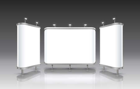 Scene presentations board, table white display. Vector