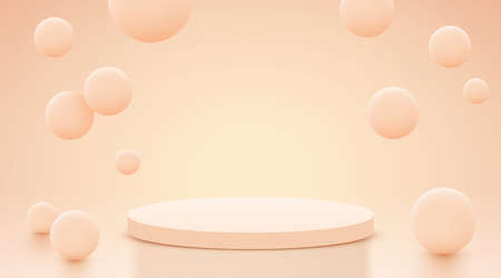 Abstract scene background. Cylinder podium on background. Product presentation, mock up, show cosmetic product, Podium, stage pedestal or platform.のイラスト素材