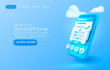 Smartphone Login app banner concept, place for text, access online application, authorization mobile service. Vectorのイラスト素材