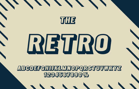 Retro font set collection, letters and numbers symbol. Vectorのイラスト素材
