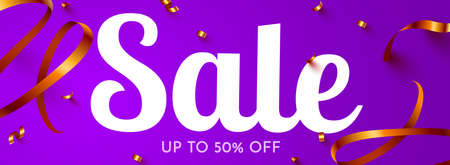 Great discount sale banner or poster design on bright background. Sale word composition with confetti.のイラスト素材