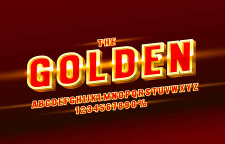 Gold font set collection, letters and numbers symbol. Vectorのイラスト素材