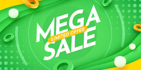 Abstract Mega Sale banner or poster design. Special offer composition.のイラスト素材