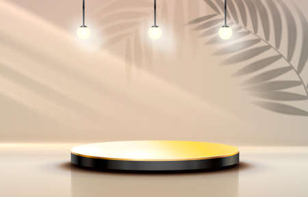 Stage podium with lighting, Stage Podium Scene with for Award, Decor element background. Vectorのイラスト素材
