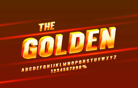 Gold font set collection, letters and numbers symbol. Vectorのイラスト素材