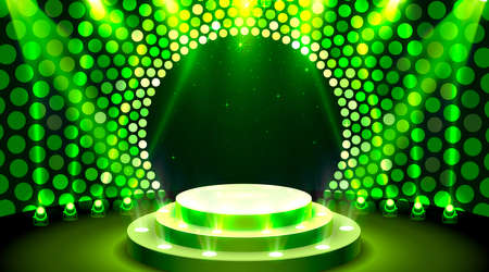 Show light, Stage Podium Scene with for Award Ceremony on blue Background. Vectorのイラスト素材