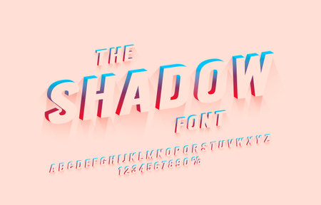 Shadow font set collection, letters and numbers symbol. Vectorのイラスト素材