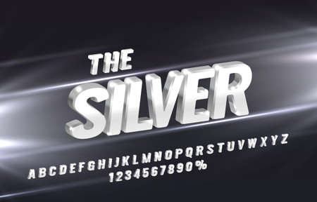 the silver font set collection, letters and numbers symbol. Vectorのイラスト素材