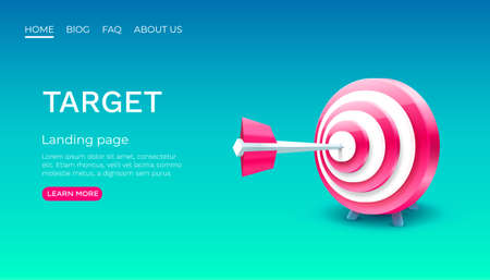 Target landing page, banner business 3d icon. Vectorのイラスト素材