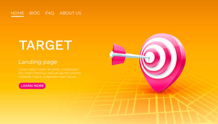 Target location landing page, banner business 3d icon. Vectorのイラスト素材