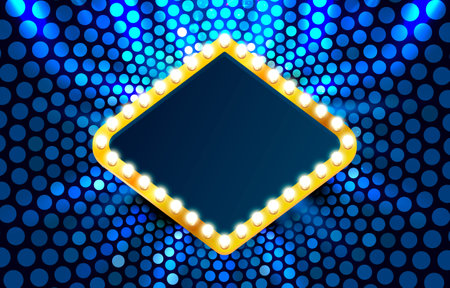 Light frame label, circle bar casino, show signboard. Vectorのイラスト素材