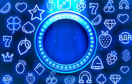 Light frame label, circle bar casino, show signboard. Vectorのイラスト素材
