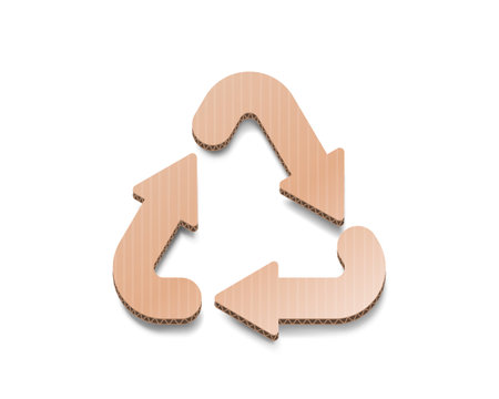 Recycling carton sign, triangular looped arrows, paper icon white background. Vectorのイラスト素材
