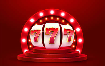 Golden slot machine wins the jackpot. 777 Big win concept. Casino jackpot.のイラスト素材