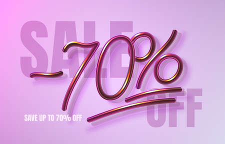 Up To 70 off sale banner, promotion flyer, marketing label. Vectorのイラスト素材