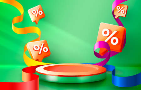 Stage podium percent, Stage Podium Scene with for Award, Decor element background. Vectorのイラスト素材