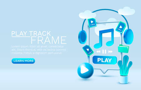 Play music smartphone mobile screen, technology mobile display. Vectorのイラスト素材