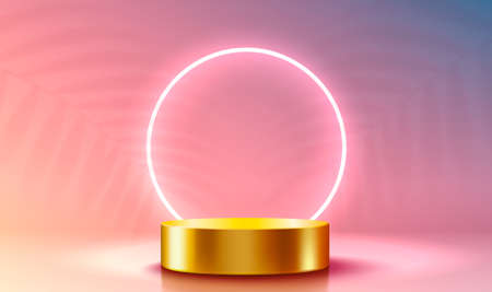 Stage podium with lighting, Stage Podium Scene with for Award, Decor element background. Vectorのイラスト素材