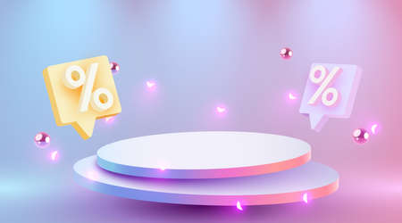 Colorful discount sale podium. Special offer composition.のイラスト素材