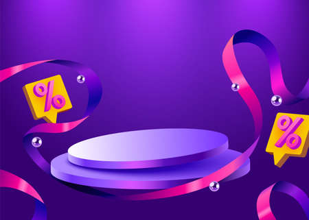 Colorful discount sale podium. Special offer composition.のイラスト素材