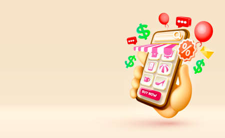 Shoping message smartphone mobile screen, technology mobile display. Vectorのイラスト素材