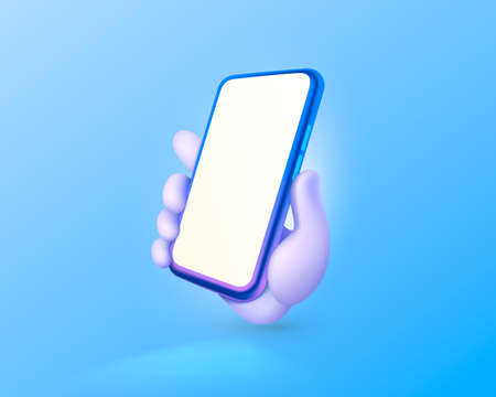 Hand holding mobile smart phone with blank screen. Modern mockup. Vectorのイラスト素材