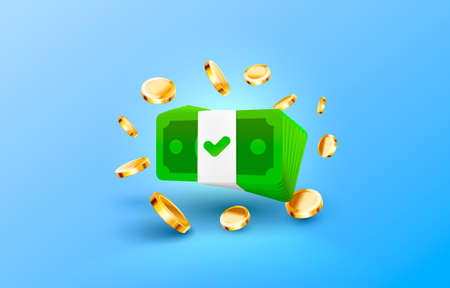 Dollar coins stack, golden package, icon save. Vectorのイラスト素材