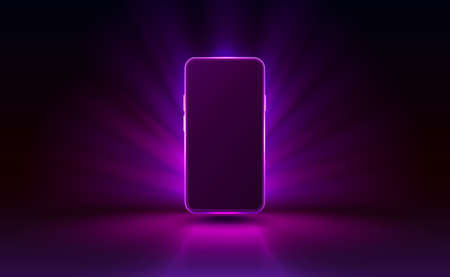 Smartphone mobile screen, technology mobile display light. Vectorのイラスト素材