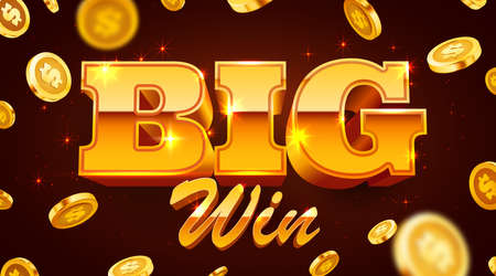Big win banner. Sign with golden letters. Online casino.のイラスト素材