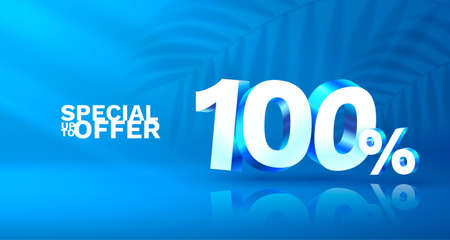 100 Off. Discount creative composition. 3d Golden sale symbol with decorative objects, golden confetti. Sale banner and poster. Vectorのイラスト素材