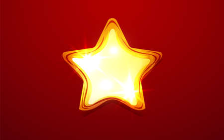 Realistic golden star. Gold decorative design element. Achievement or rating sign.のイラスト素材