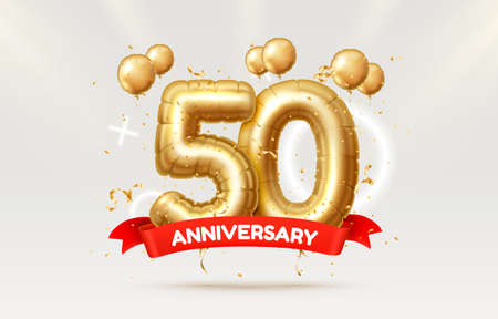 50 years anniversary of the person birthday, balloons in the form of numbers of the year. Vectorのイラスト素材