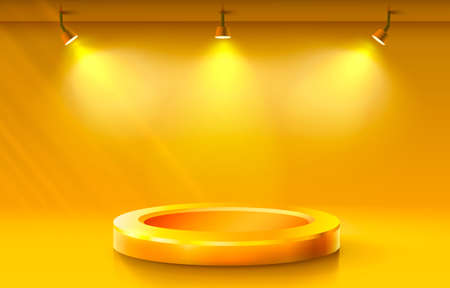 Room light studio, presentation scene illuminated, orange background. Vectorのイラスト素材