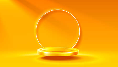 Room light studio, presentation scene illuminated, orange background. Vectorのイラスト素材