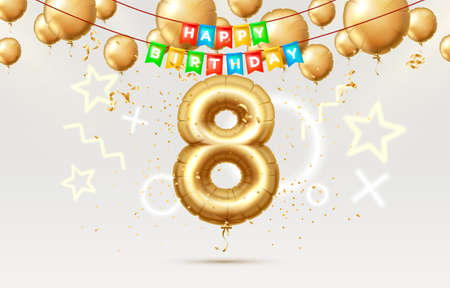 Happy Birthday 8 years anniversary of the person birthday, balloons in the form of numbers of the...