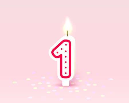 Happy Birthday years anniversary of the person birthday, Candle in the form of numbers one of the year. Vectorのイラスト素材