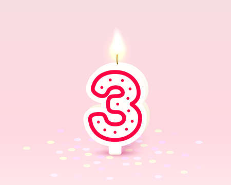 Happy Birthday years anniversary of the person birthday, Candle in the form of numbers three of the year. Vectorのイラスト素材