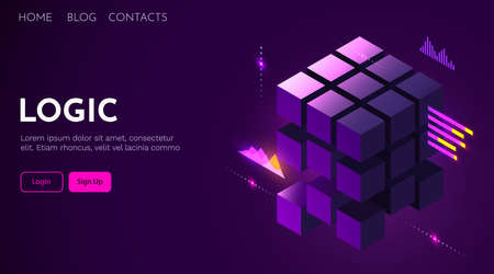 Solving puzzle. Abstract logic or information storage concept.のイラスト素材