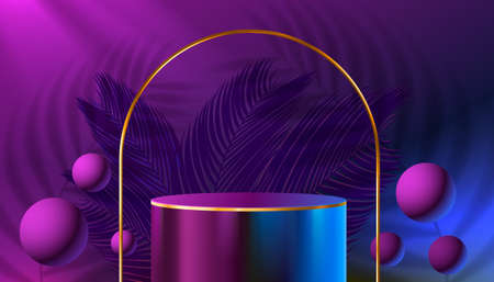 Stage podium with lighting, Stage Podium Scene with for Award, Decor element background. Vectorのイラスト素材