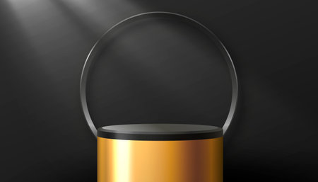 Stage podium with lighting, Stage Podium Scene with for Award, Decor element background. Vectorのイラスト素材