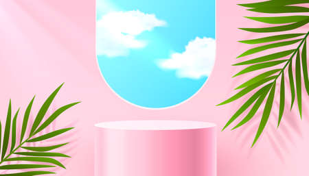 Stage podium with lighting, Stage Podium Scene with for Award, Decor element background. Vectorのイラスト素材