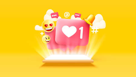 Plus one like on social media, from mobile screen. Vectorのイラスト素材