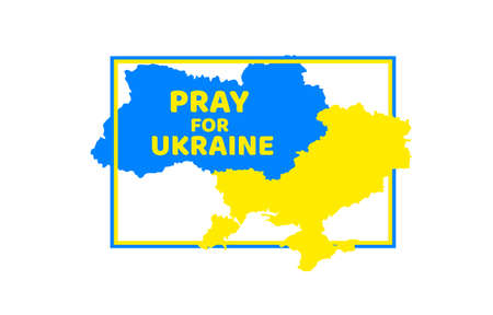 Pray for Ukraine. frame with yellow-blue flag of Ukraine. Vectorのイラスト素材