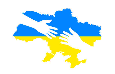 Helping hands of a Ukrainian on the territory of the country. Vectorのイラスト素材