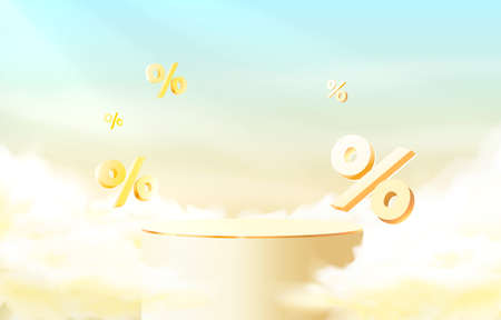 Mega sale special offer, Stage podium percent, Stage Podium Scene with for Award, Decor element background. Vectorのイラスト素材
