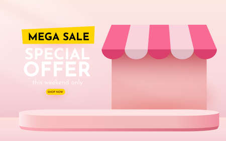 Colorful discount sale podium. Special offer composition.のイラスト素材