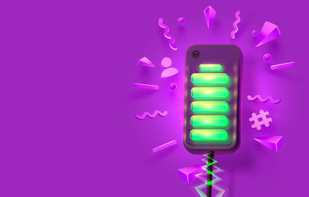 Smart phone battery is ready, gadget charge energy. Vectorのイラスト素材
