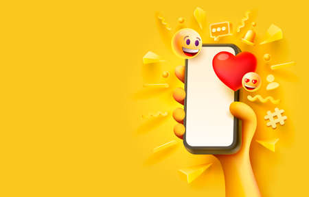 Smart phone like, heart icon message, web banner. Vectorのイラスト素材