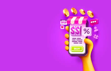 Shop smart phone banner, buy internet marketing. Vectorのイラスト素材