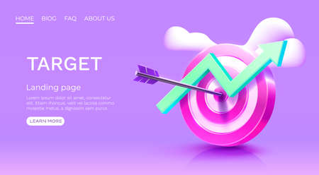 Target finance landing page, banner business 3d icon. Vectorのイラスト素材